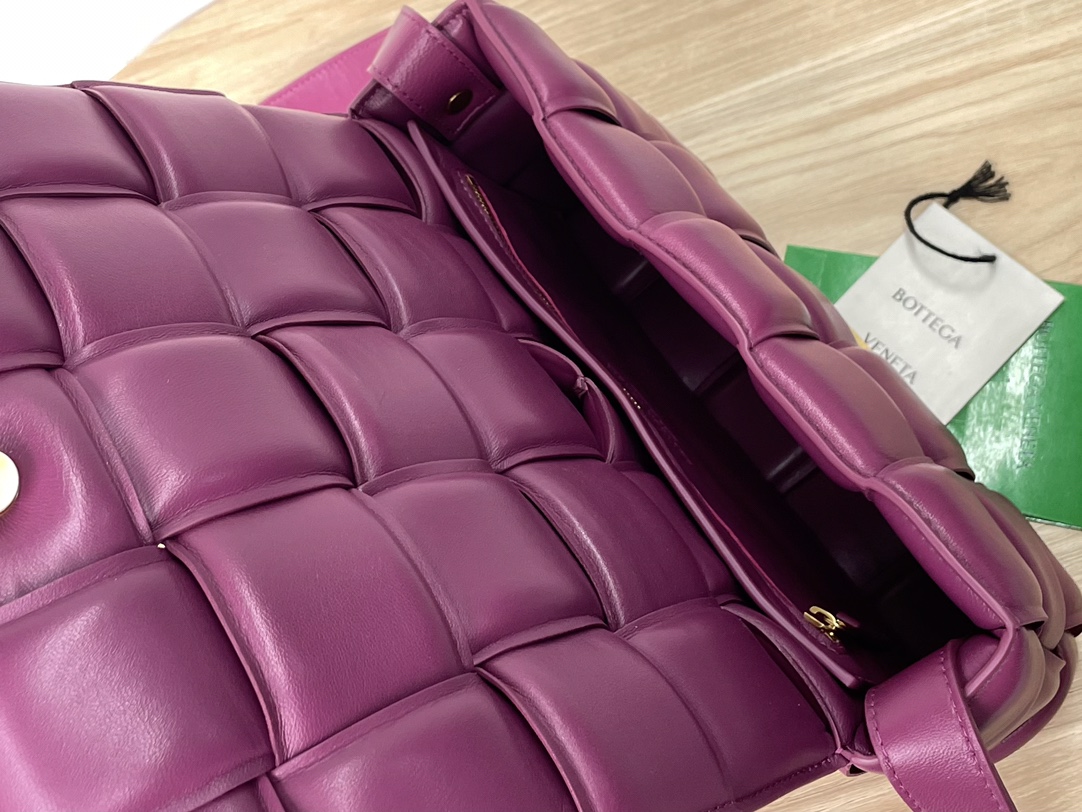  Padded Cassette Intreccio Leather Cross-body Bag Purple